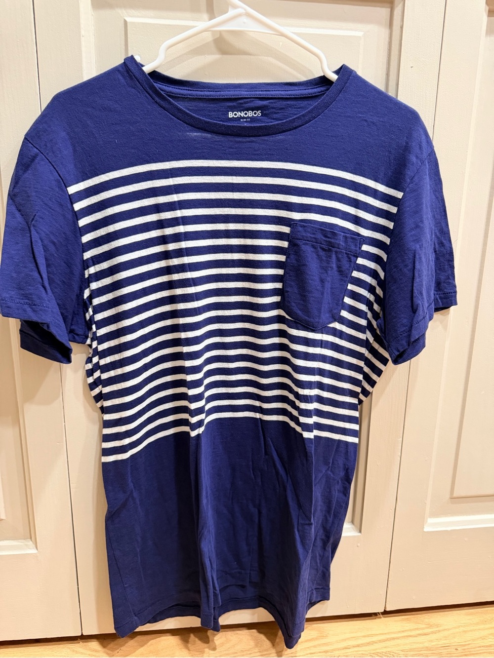 Bonobos Blue and White Striped Pocket Tee